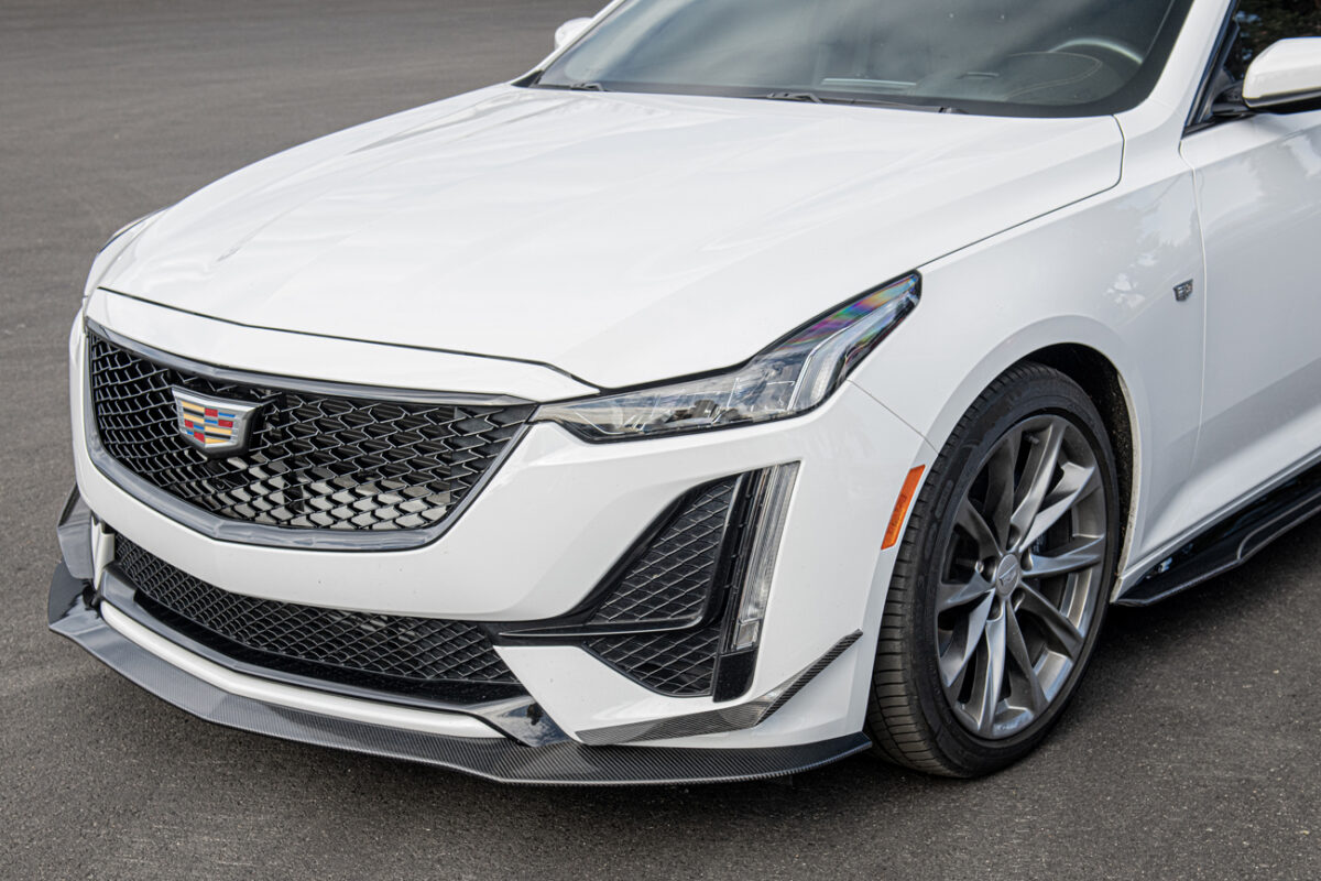 Gloss Black Front Bumper Lip Spoiler For Cadillac CT5 2019-2020 - Carbon Fiber Look, Easy Install