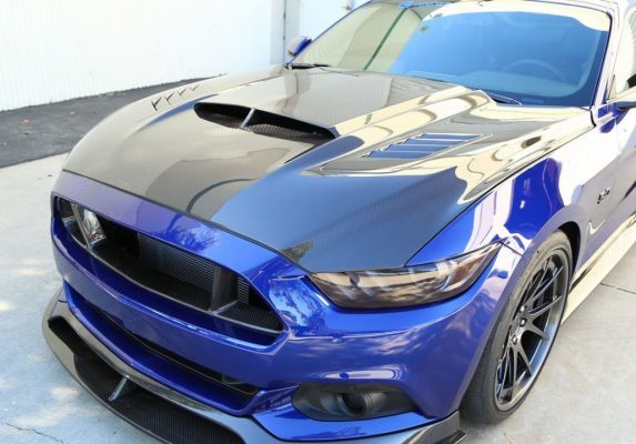 Anderson Composites 2015-2017 Ford Mustang Double Sided Carbon Fiber Ram Air Hood