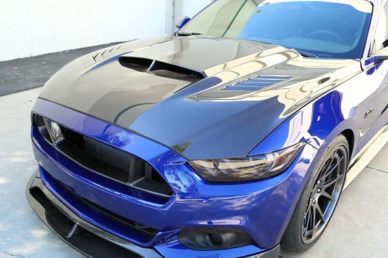 Anderson Composites 2015-2017 Ford Mustang Double Sided Carbon Fiber Ram Air Hood
