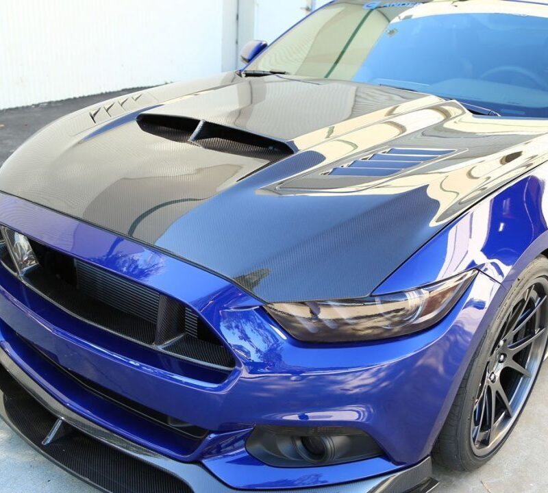 Anderson Composites 2015-2017 Ford Mustang Double Sided Carbon Fiber Ram Air Hood