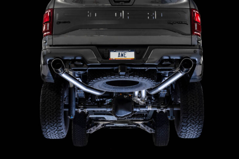 AWE 2017-2020 Ford Raptor 0 FG Cat-Back Exhaust 5" Diamond Black Tips