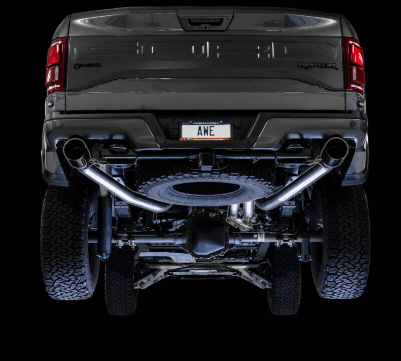 AWE 2017-2020 Ford Raptor 0 FG Cat-Back Exhaust 5" Diamond Black Tips