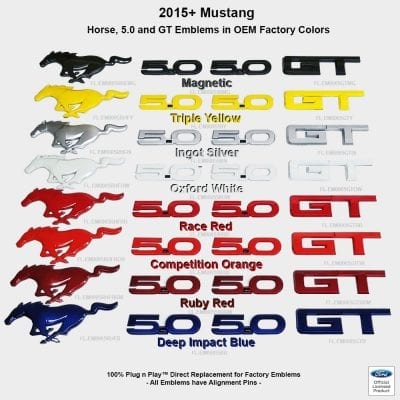 UPR 2015-2013 Ford Mustang GT Emblem Packaged (Color Coded)