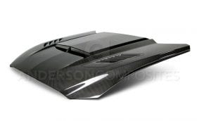 Anderson Composites 2015-2017 Ford Mustang Double Sided Carbon Fiber Ram Air Hood - Image 2