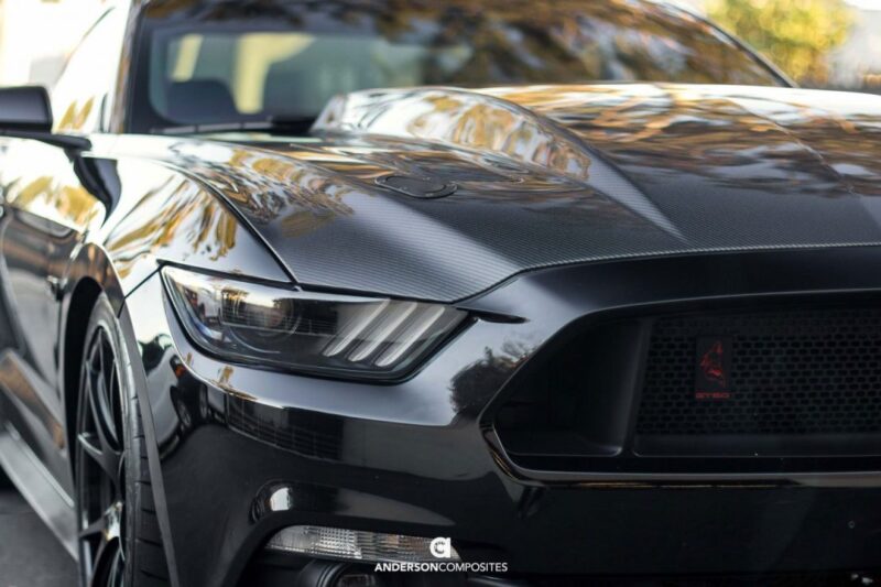 Anderson Composites 2015-2017 Ford Mustang Double Sided Carbon Fiber Cowl Hood - Image 3