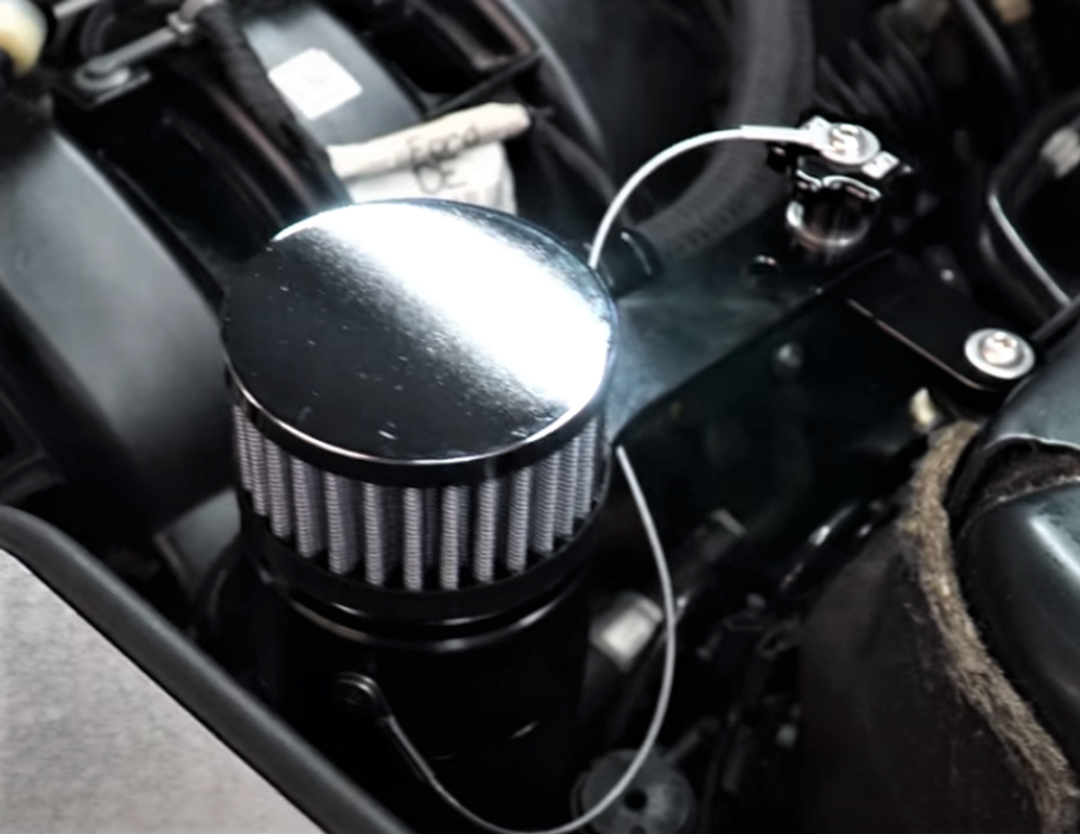 Alternative view of UPR Products 2015-2023 Ford Mustang 2.3 Ecoboost One Way Billet Breather Tank