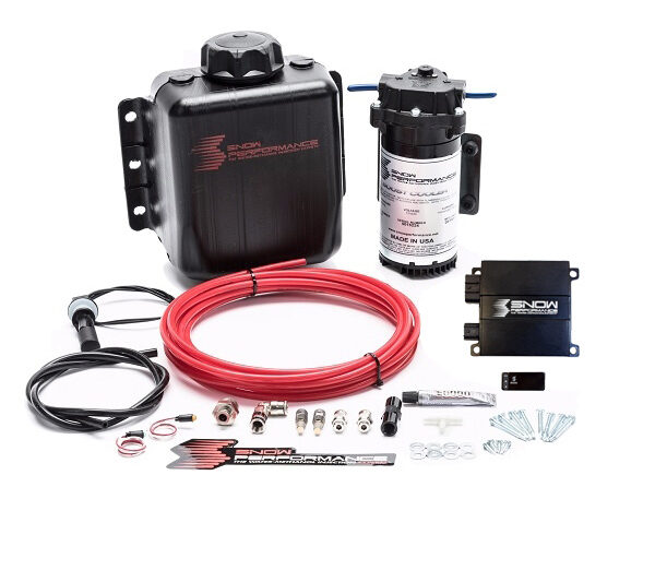 Stage 2 Snow Performance Boost Cooler Forced Induction Progressive Engine Mount Water-Methanol Injection Kit (Red High Temp Nylon Tubing, Quick-Connect Fittings)