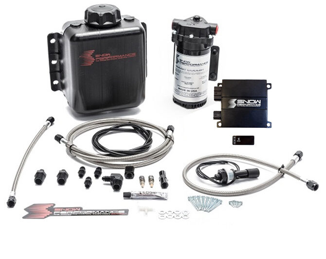 Snow Performance Stage 2 Boost Cooler Forced Induction Progressive Engine Mount Water-Methanol Injection Kit (Stainless Steel Braided Line, 4AN Fittings)