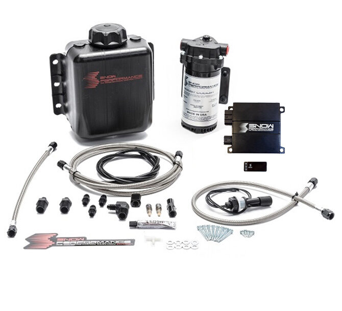 Snow Performance Stage 2 Boost Cooler Forced Induction Progressive Engine Mount Water-Methanol Injection Kit (Stainless Steel Braided Line, 4AN Fittings)