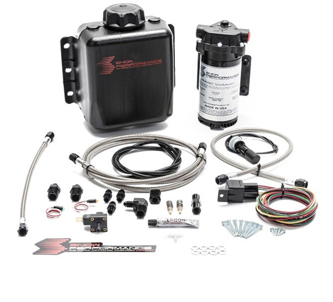 Snow Performance Stage 1 Boost Cooler Forced Induction Water-Methanol Injection Kit (Stainless Steel Braided Line, 4AN Fittings)