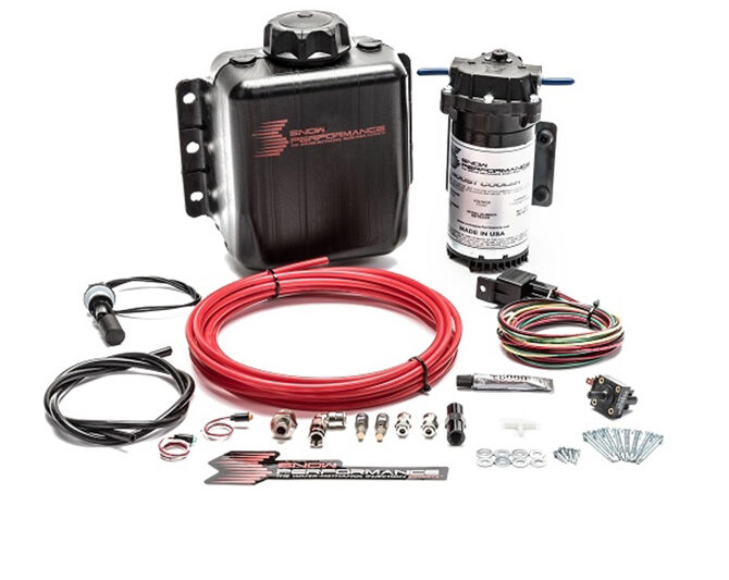 Snow Performance Stage 1 Boost Cooler Forced Induction Water-Methanol Injection Kit (Red High Temp Nylon Tubing, Quick-Connect Fittings)