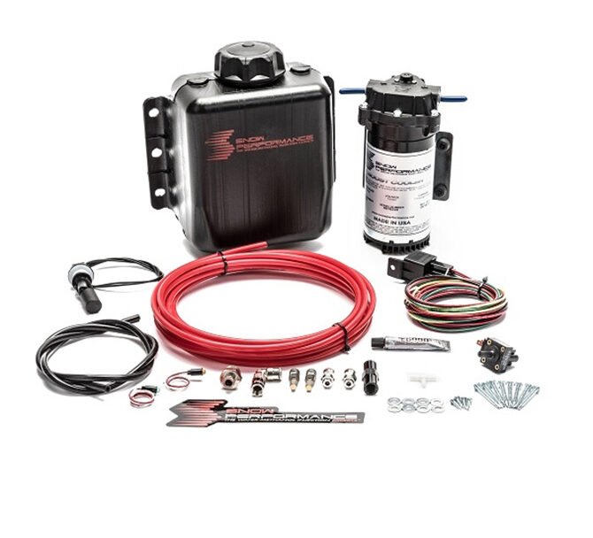 Snow Performance Stage 1 Boost Cooler Forced Induction Water-Methanol Injection Kit (Red High Temp Nylon Tubing, Quick-Connect Fittings)
