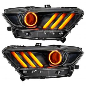 Oracle Lighting 2015-2017 Ford Mustang Pre-Assembled Headlights Dynamic Colorshift RGB+A Black Edition - Image 3