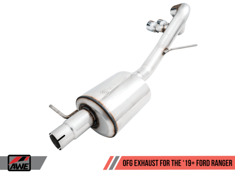 AWE 2019-2023 Ford Ranger 0FG Exhaust with BashGuard - Dual Chrome Silver Tips - Image 3