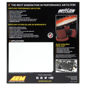 AEM 2015-2021 Ford Mustang (EcoBoost, V6, GT) DryFlow Replacement Air Filter - Image 4