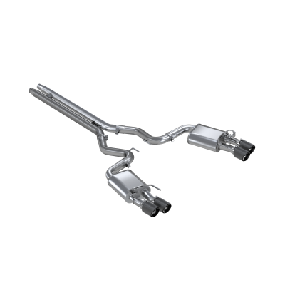 MBRP 2018-2023 Ford Mustang GT 3" Cat Back T304 Dual Quad Split Rear Exit Active Exhaust w/ Carbon Fiber Tips