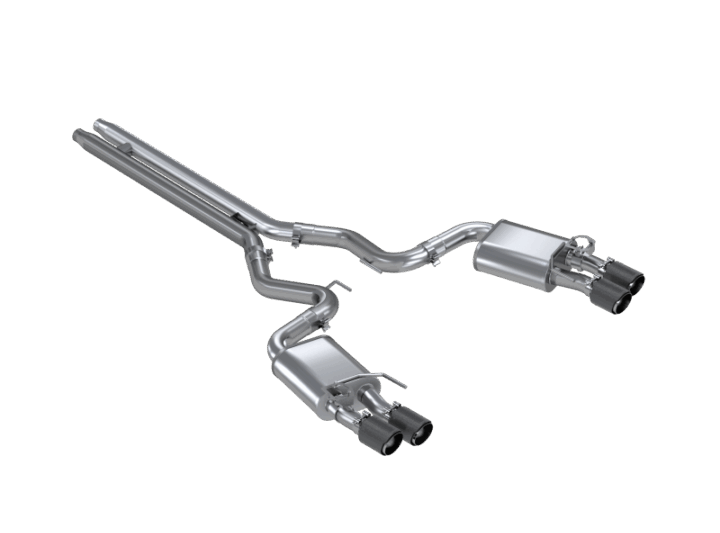 MBRP 2018-2023 Ford Mustang GT 3" Cat Back T304 Dual Quad Split Rear Exit Active Exhaust w/ Carbon Fiber Tips