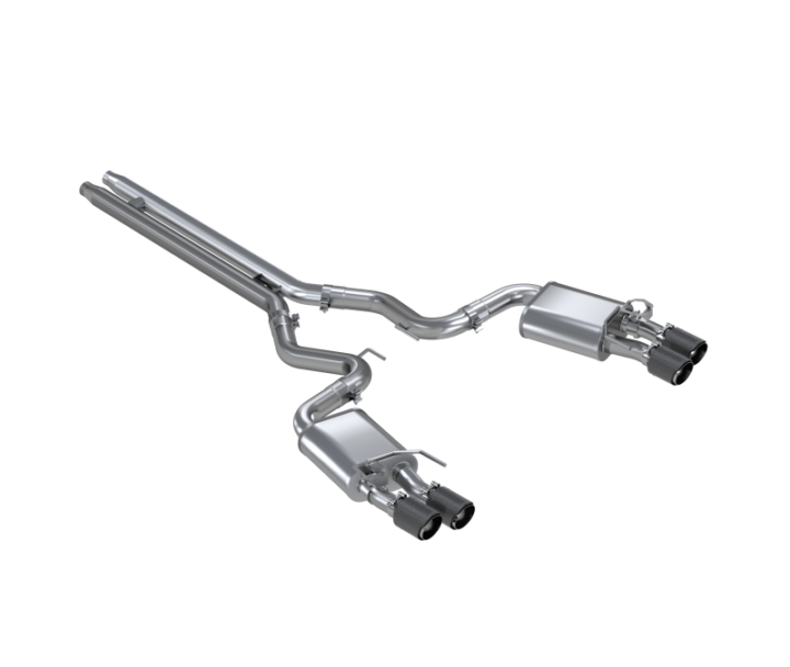 MBRP 2018-2023 Ford Mustang GT 3" Cat Back T304 Dual Quad Split Rear Exit Active Exhaust w/ Carbon Fiber Tips