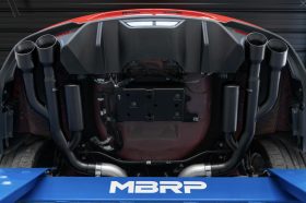 MBRP 2018-2023 Ford Mustang GT 3″ Cat Back T304 Dual Quad Split Rear Exit Exhaust w/ 4" Dual Wall Tips - Image 4