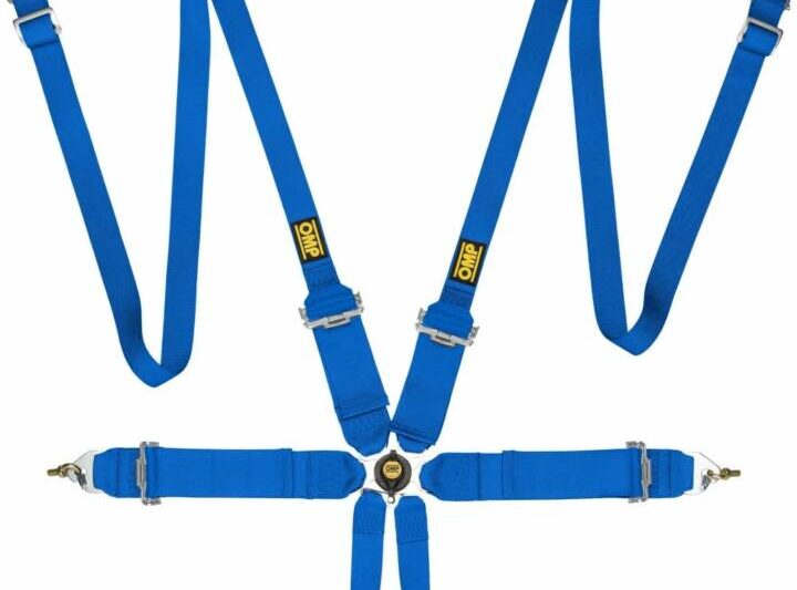 OMP First 3+2 FIA Homologated 6 Point Racing Safety Belt Harness - Blue