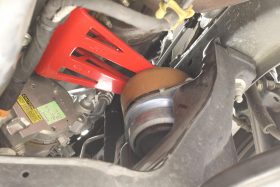 BMR Suspension 2015-2021 Ford Mustang GT Motor Mount Brackets - Adjustable - Hammertone Black - Image 1