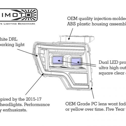 Morimoto 2009 2014 Ford F150 Raptor XB LED Hybrid Head Lights Smoked3