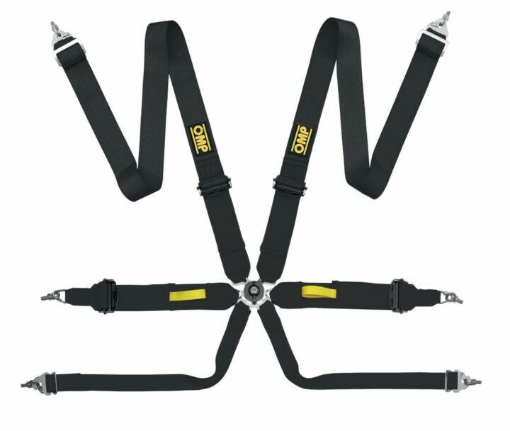 OMP Tecnica 3 FIA Homologated 6 Point Racing Safety Belt Harness - Black