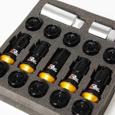 Project Kics R40 Iconix Black 14x1.50 Lug Nuts (16+4 Locks / Black Cap)