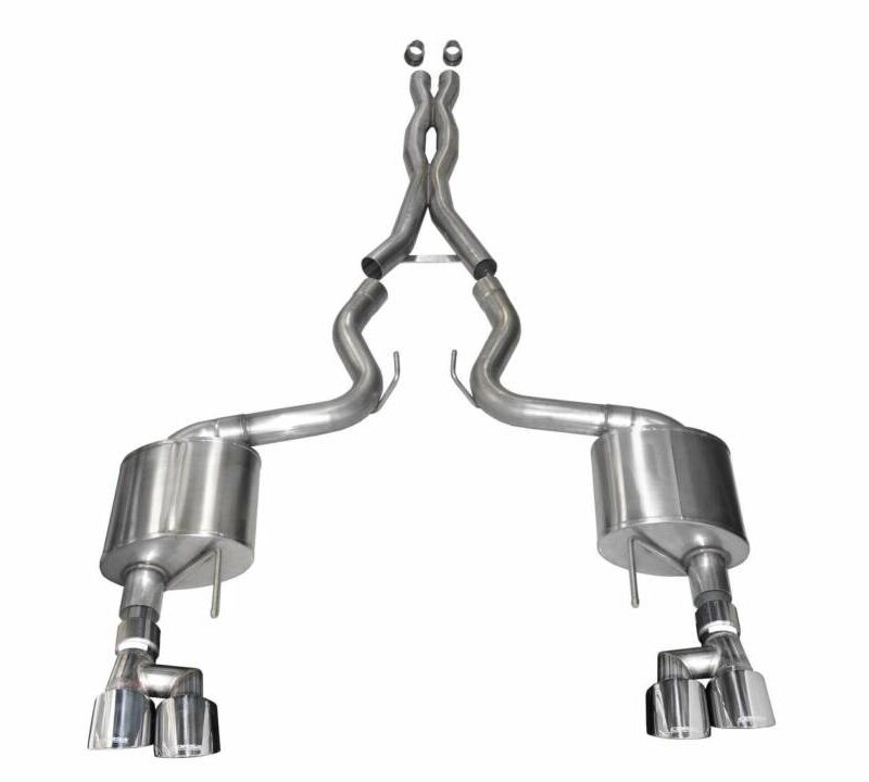 Corsa Performance 2018-2023 Ford Mustang GT 5.0 Xtreme Sound Level 3.0in Cat-Back Exhaust Twin 4.0in Polished Tips