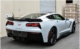 EOS  2014-2019 Chevrolet Corvette C7 Stage 3 Primer Black Rear Spoiler With Wickerbill Extension – Light Tinted - Image 4