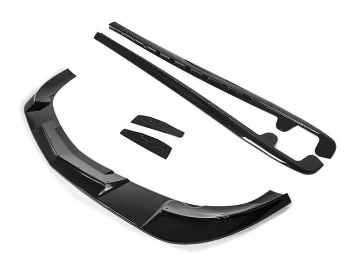 EOS 2005-2013 Chevrolet Corvette C6 Base Extended Front Splitter Lip & Side Skirts Rocker Panels - Glossy Black