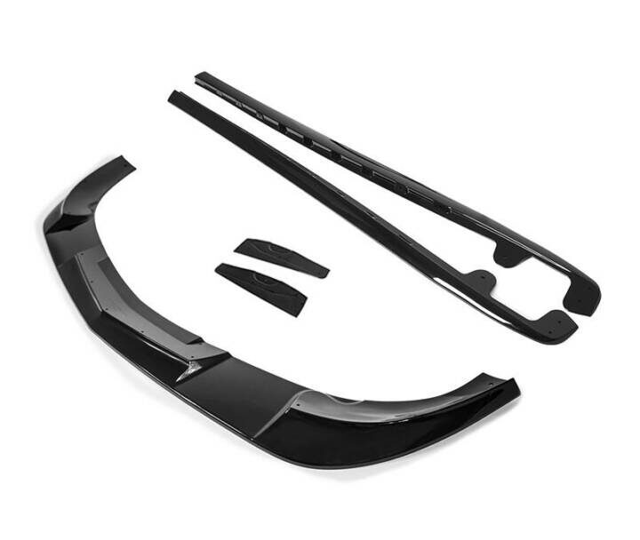 EOS 2005-2013 Chevrolet Corvette C6 Base Extended Front Splitter Lip & Side Skirts Rocker Panels - Glossy Black