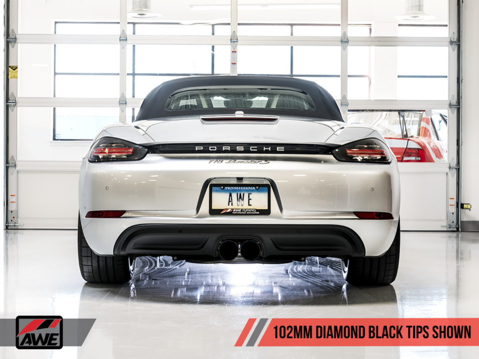 AWE Tuning 2017-2021 Porsche 718 Boxster Cat Back SwitchPath Exhaust - Diamond Black Tips - Image 3