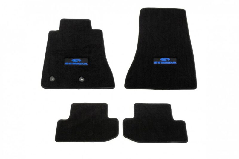 Steeda 2015-2022 Ford Mustang Front & Rear Floor Mats - Black/Blue Logo