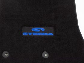 Steeda Mustang Front & Rear Floor Mats - Black/Blue Logo - Image 3