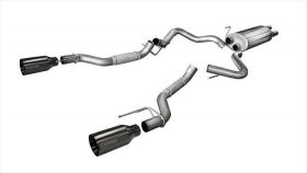 Corsa Performance 2017-2021 Ford Raptor Sport Sound Level 3.0in Cat-Back Exhaust - Gunmetal Single 5.0in Tips