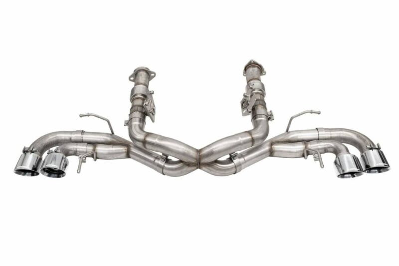 Corsa Performance 2020-2024 Chevrolet Corvette C8 Xtreme Sound Level 3.0in AFM Cat-Back Exhaust – Polished Quad 4.5in NPP Tips