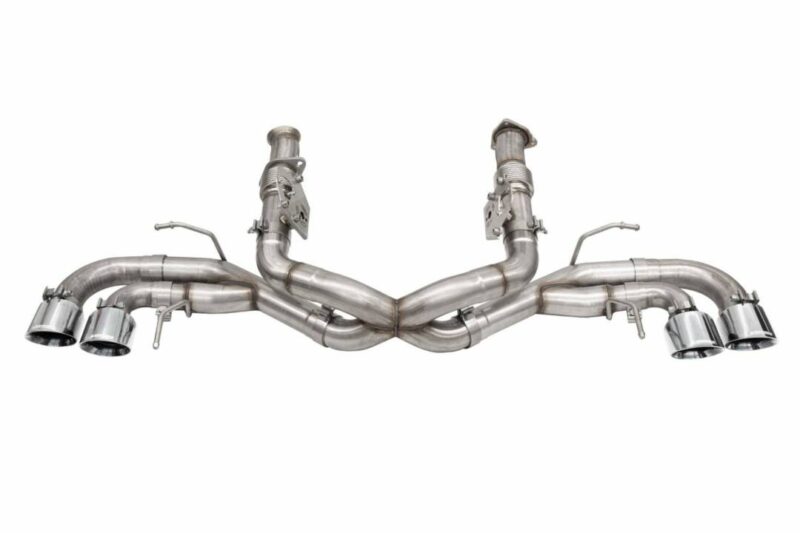 Corsa Performance 2020-2024 Chevrolet Corvette C8 Xtreme Sound Level 3.0in Cat-Back Exhaust – Polished Quad 4.5in NPP Tips