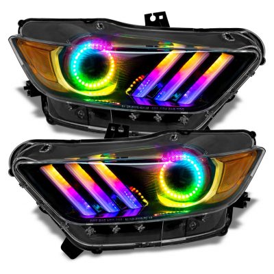 Oracle Lighting 2015-2017 Ford Mustang Headlights Dynamic Colorshift Upgrade w/ Halo Kit