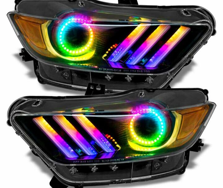 Oracle Lighting 2015-2017 Ford Mustang Headlights Dynamic Colorshift Upgrade w/ Halo Kit