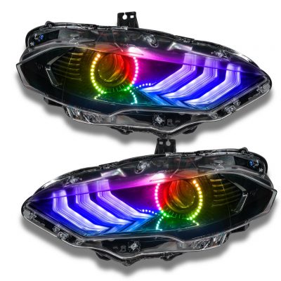 Oracle Lighting 2018-2022 Ford Mustang Dynamic Colorshift Headlight DRL Upgrade Kit w/ Halo & Sequential Turn Signal