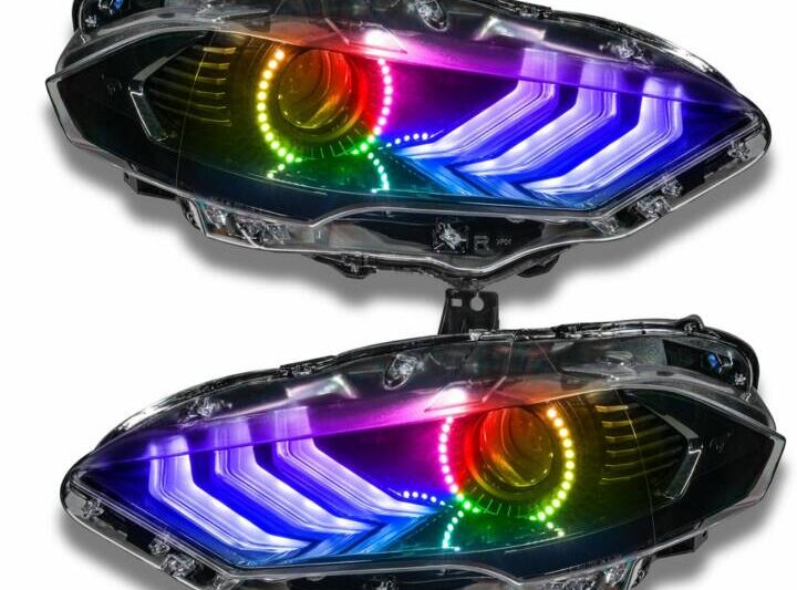 Oracle Lighting 2018-2022 Ford Mustang Dynamic Colorshift Headlight DRL Upgrade Kit w/ Halo & Sequential Turn Signal