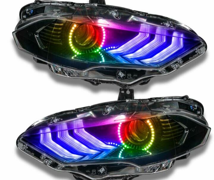 Oracle Lighting 2018-2022 Ford Mustang Dynamic Colorshift Headlight DRL Upgrade Kit w/ Halo & Sequential Turn Signal