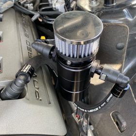 UPR Products 2015-2023 Ford Mustang GT 5.0 Billet Dual Inlet Breather Tank Plug N Play - Image 1