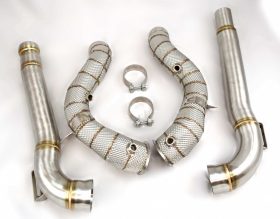 Function Factory Performance -Benz AMG GT Free Flow Downpipes w/ Heat Shield for AMG GT