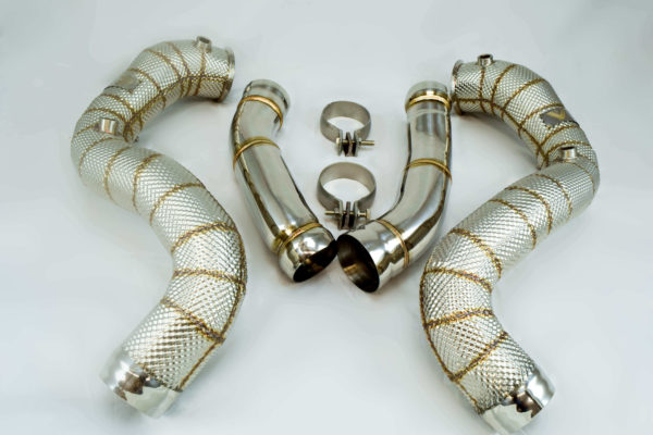 Function Factory Performance 2015-2021 Mercedes-Benz C63 AMG Downpipes w/ Heat Shield - Image 2