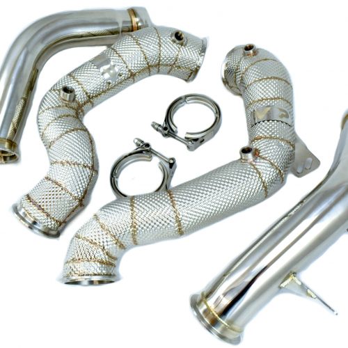 Function Factory Performance -Benz E63 AMG Free Flow Downpipes w/ Heat Shield - Image 2