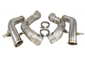 Function Factory Performance -Benz E63 AMG Free Flow Downpipes w/ Heat Shield - Image 3