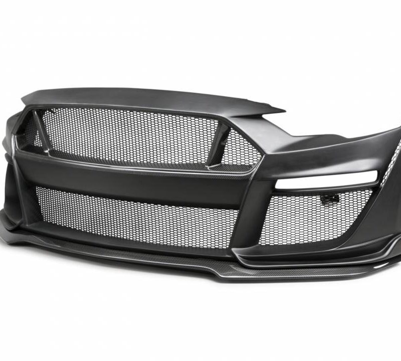 Anderson Composites 2018-2022 Ford Mustang Type-ST GT500 Style Fiberglass Front Bumper with Carbon Fiber Grille + Front Lip