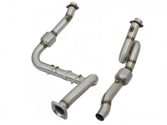 aFe Power 2017-2020 Ford F-150 Raptor Twisted Steel Catted Downpipes 3" 304 Stainless Steel